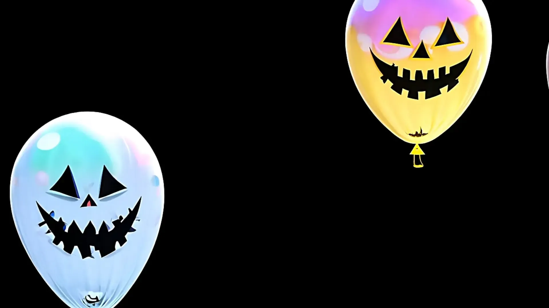 Floating Ghost Balloons Stock Video Background for Halloween Projects